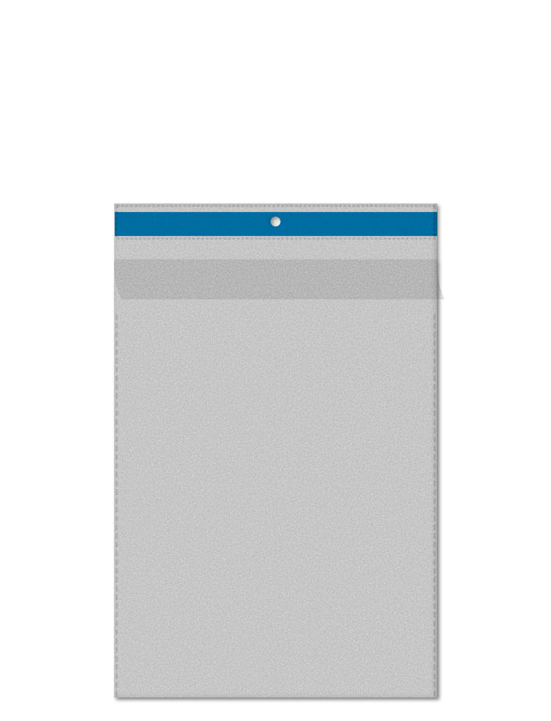 50 Stk. | Sichttasche DIN A5 | blau | PP genarbt 0,120 mm | Hochformat mit Klappe